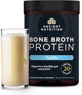 Ancient Nutrition Bone Broth Protein Powder Vanilla - Grass Fed Collagen Peptides, 20g Protein, Keto Paleo, Joint Gut Skin Support, 20 Servings
