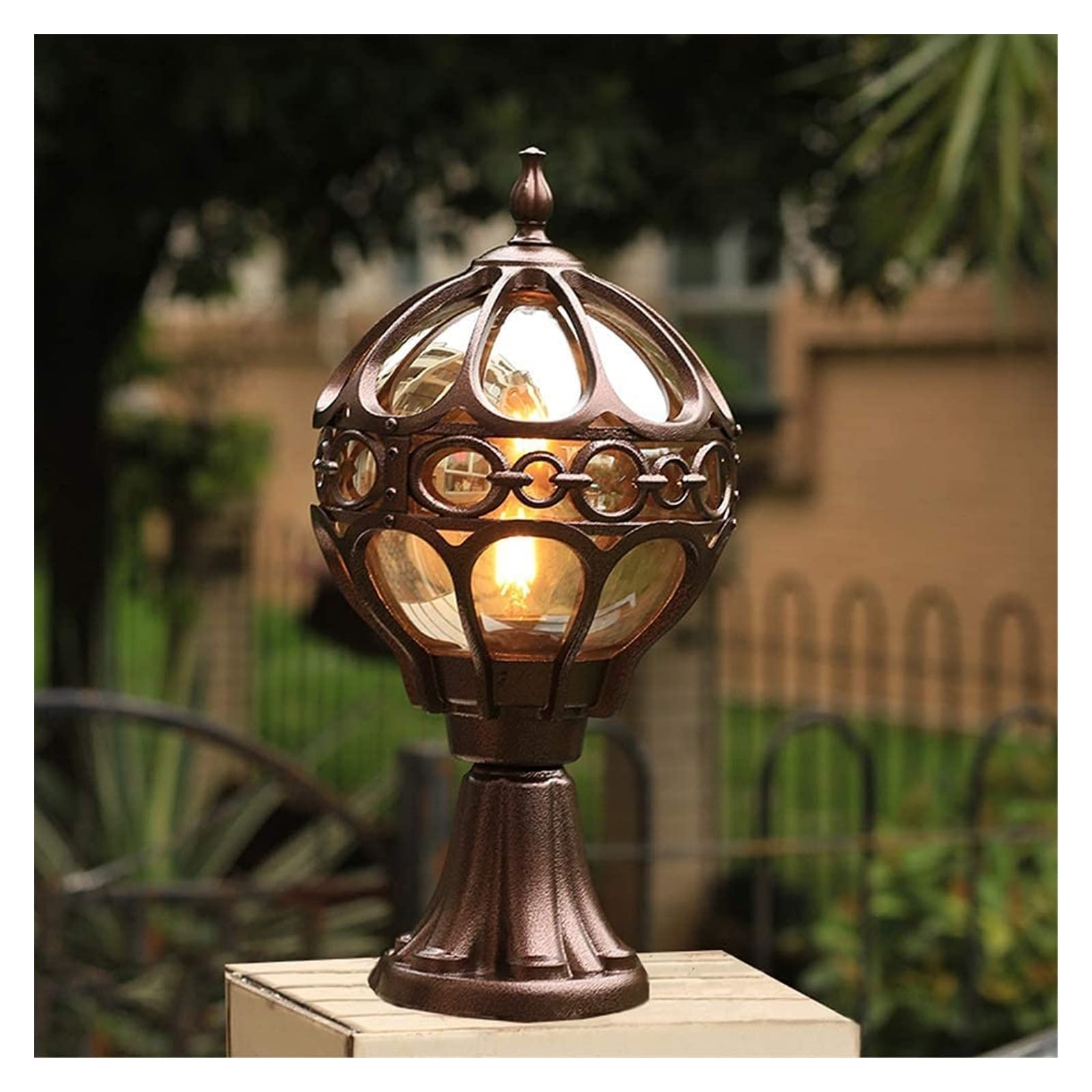 Lampada da cortile Lampada da esterno in ottone Lampada da esterno in ottone Lampada da palo in ottone Lampada da colonna in alluminio antico impermeabile antiruggine Lampada da giardino Prateria