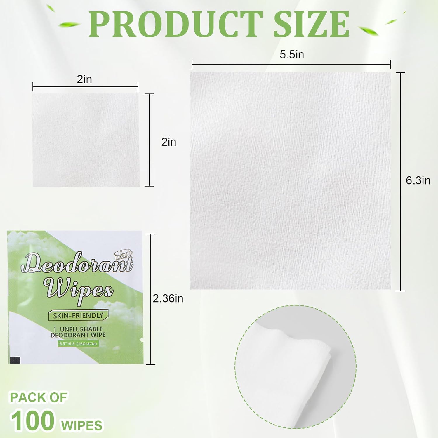 100Pcs Travel Deodorant Wipes, Travel Size Mini Deodorant Wipes Bulk for Homeless, Individually Wrapped Body Cleaning Supplies for Women Wet Armpit for Body Cleaning Cucumber - Image 2