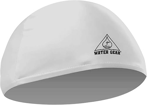 Vista 26 de Water Gear Synthetic Fiber Swim Cap - Comfortable and Durable Swimming Cap - Keeps Short or Long Hair Dry marino