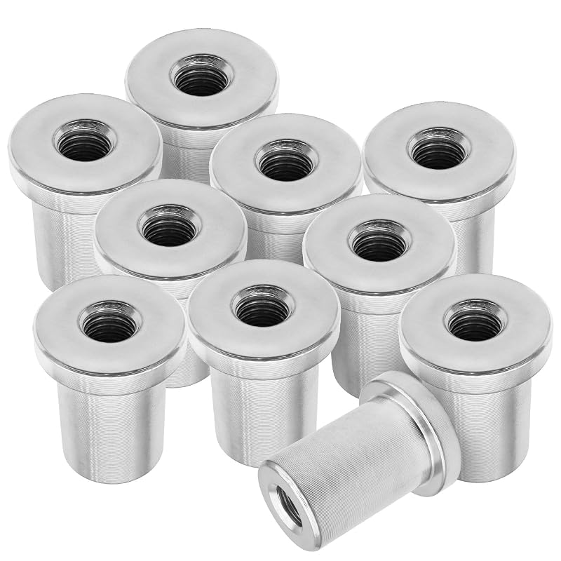 Porca soldável de barril estendido 1/2"-13 BrJJrYRu em aço inoxidável – Pacote com 10