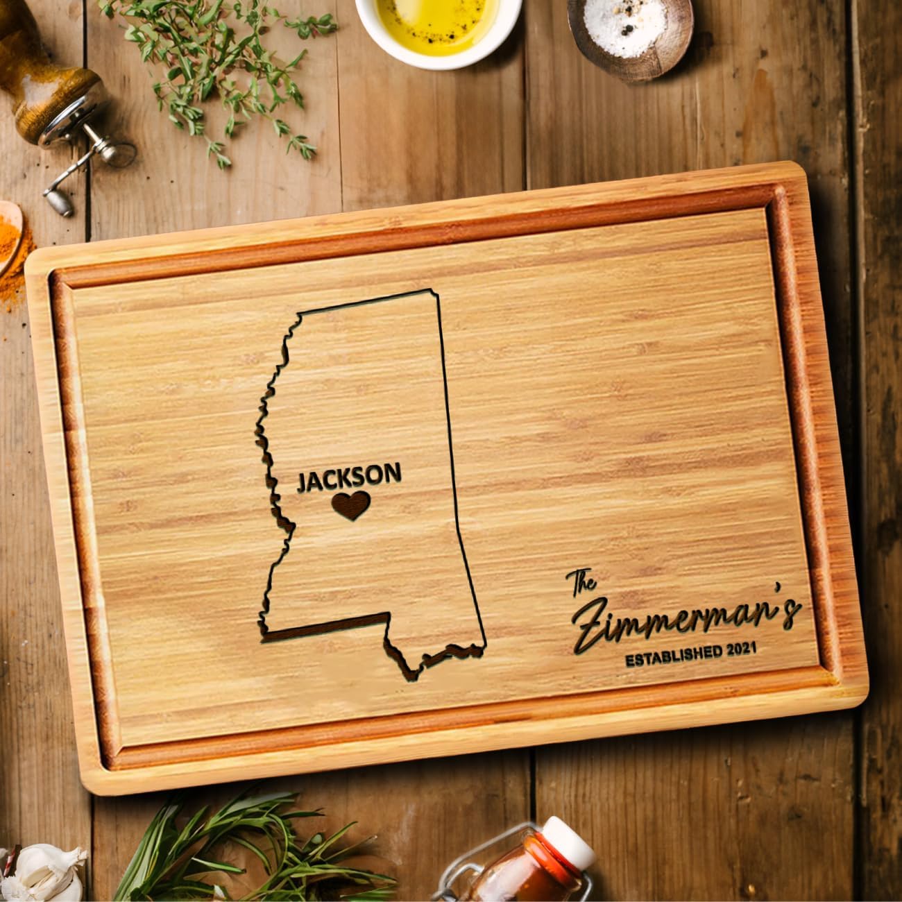 Mississippi Cutting Board - Personalized Wooden State Shaped Gifts, Bamboo Home Decor, Gift for Host Family, Housewarming Gifts - Image 3