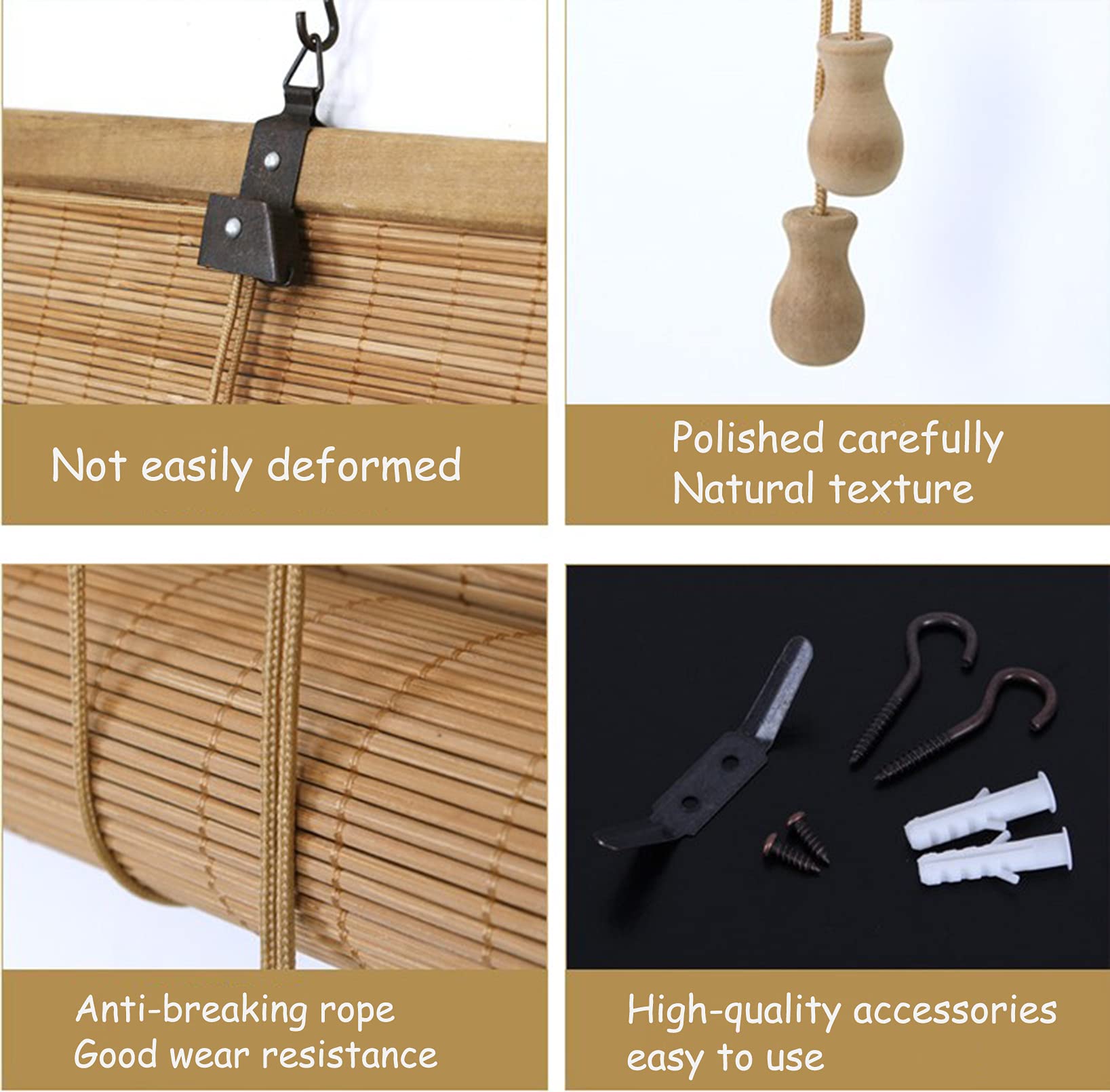Store Enrouleur Bambou Naturel,Respirant Rideau En Bambou,Stores Venitien Bois,Store Fenetre Occultant,Store Exterieur Bambou Fenetre Naturel,Rouleaux Romains,Personnalisées (100x160cm/39x63in)