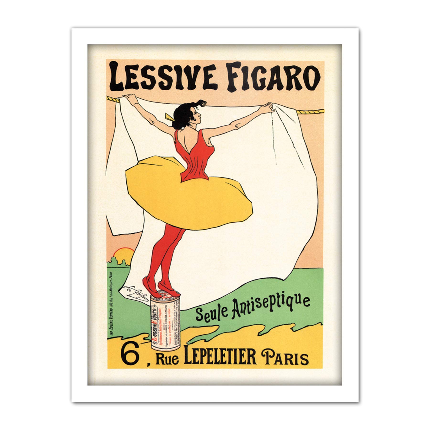 Wee Blue Coo Figaro Washing Powder Soap Paris France Artwork Framed Wall Art Print 18X24 Inch