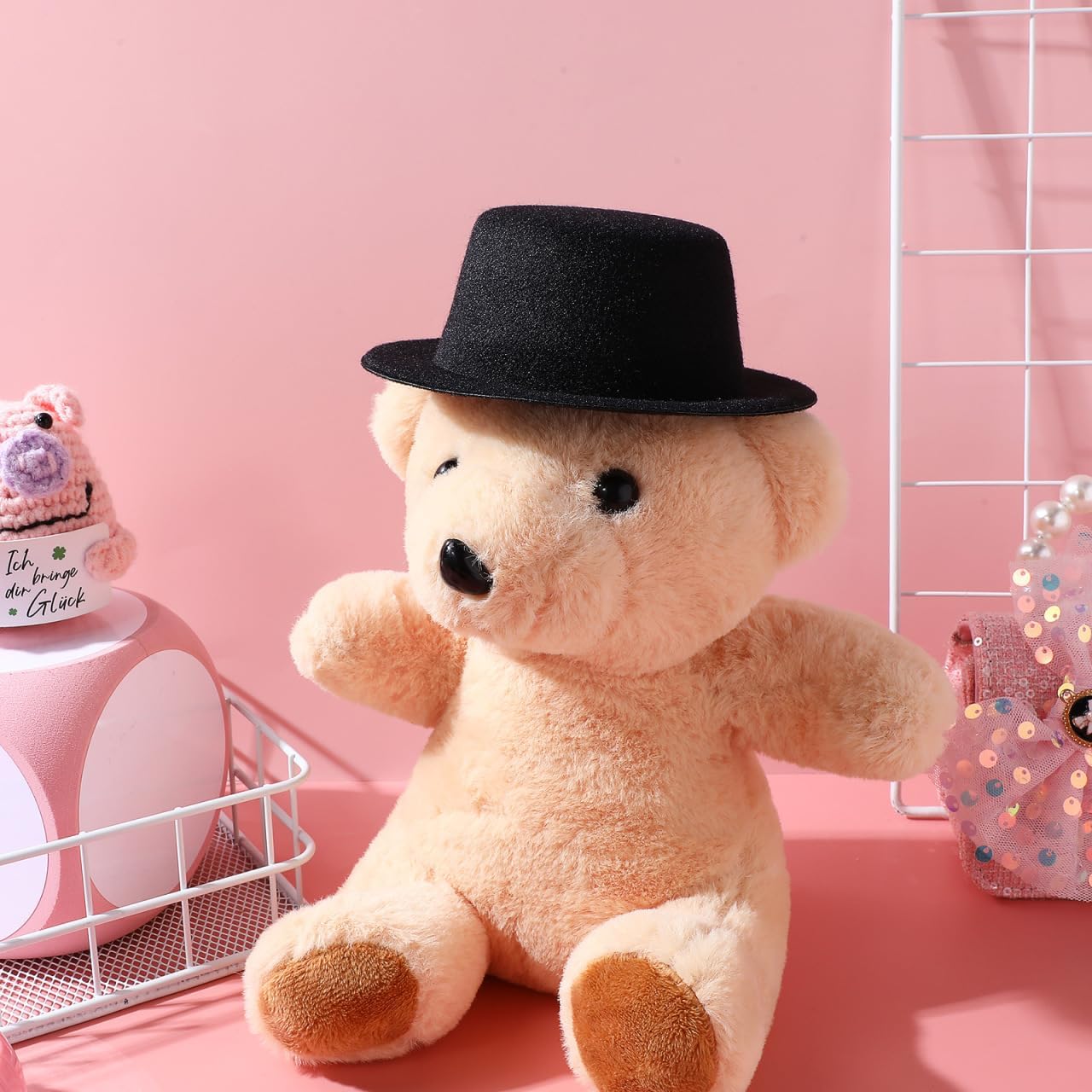6pcs Snowman Doll Hat Craft Mini Black Top Hats for Your Snowman Doll Other Craft Project