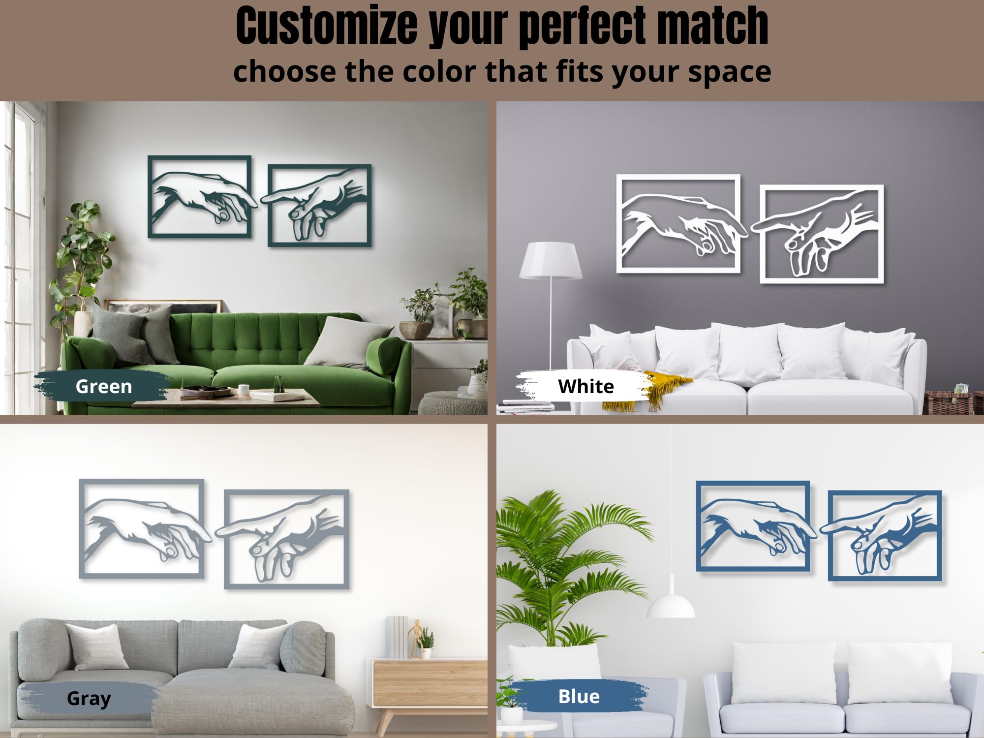 VAILLA Mano a mano di Michelangelo La creazione di Adams Decorazione da parete, murale in legno, decorazione da parete 3D, decorazione minimalistica, immagini per camera da letto (Michelangelo)