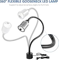 Vista 4 de Luz de trabajo LED de máquina magnética de 10 W con cuello de cisne flexible y base magnética, 1000 lm, lámpara de herramienta de base magnética