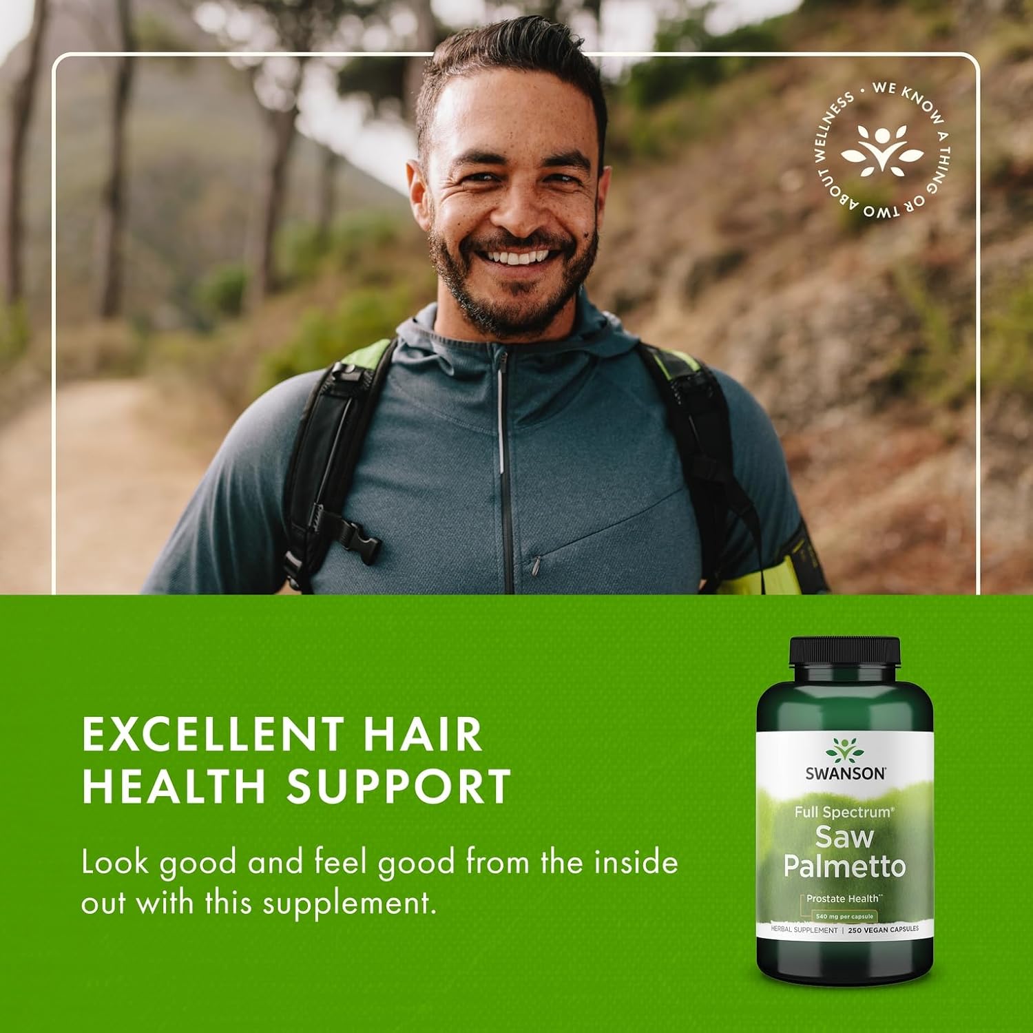 Swanson Saw Palmetto Full Spectrum Herbal Supplement for Men Seeking Prostate, Hair, and Urinary Health Support - 540 mg (250 Vegan Capsules, 4 Pack)