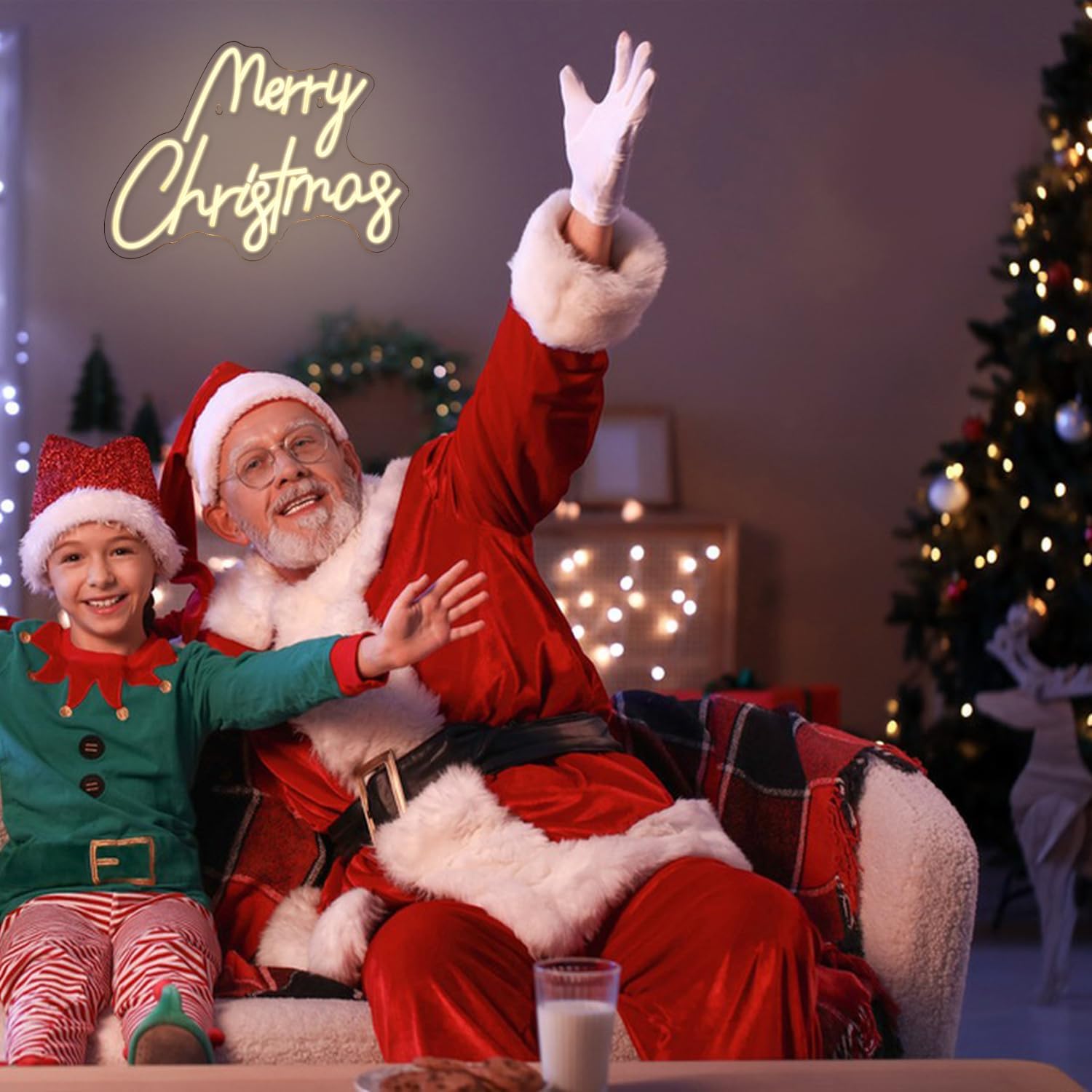 Merry Christmas Neon Signs Warm White Merry Christmas Neon Light Dimmable New Year Neon Light for Wall Decor Christmas Party Kids Room New Year Wedding Birthday Party Christmas Decorations