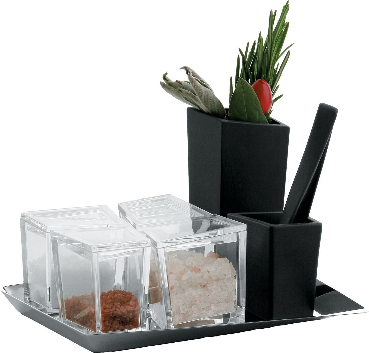 Salière Alessi GAA03 Cum Grano Salis en verre et acier inoxydable