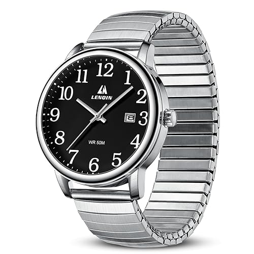 LN LENQIN Mens Watches Stainless Steel Analog Quartz Watch for