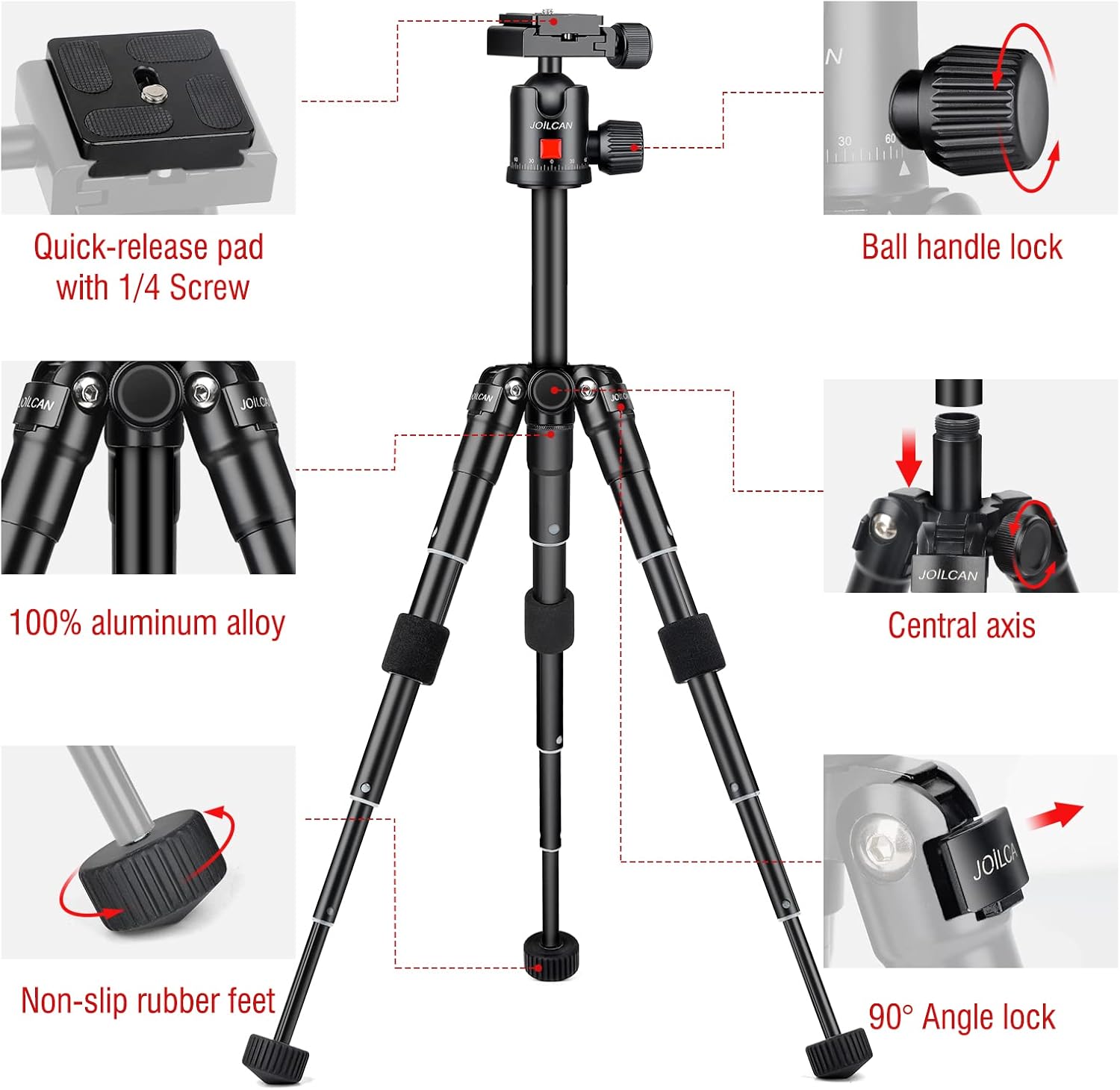 Buy JOILCAN Mini Tripod for Camera, 21 Aluminum Heavy Duty Tripod