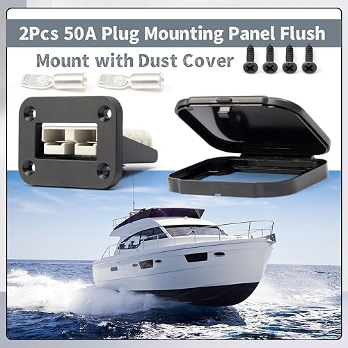 Vista 2 de Panel de montaje de enchufe de 50 A con cubierta antipolvo compatible con conectores de la serie Anderson SB50, placa empotrada de montaje