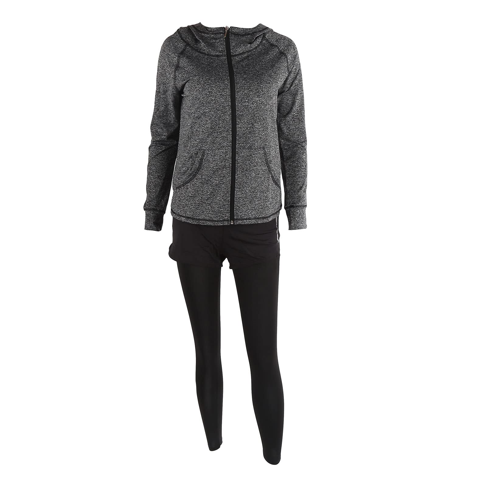 5-teiliges Damen-Yoga-Set, Sportbekleidung, Fitnessstudio, Mantel, Langarm, Top, Leggings, Shorts, Yoga-Anzug (XL)