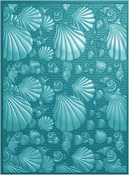 Briartw 3D Embossing Folder for Card Making,Sea Shells Clear Plastic Texture Fades Embossing Folder Template for Scrapbooking and Other Paper Craft Album Stamps DIY Decoration