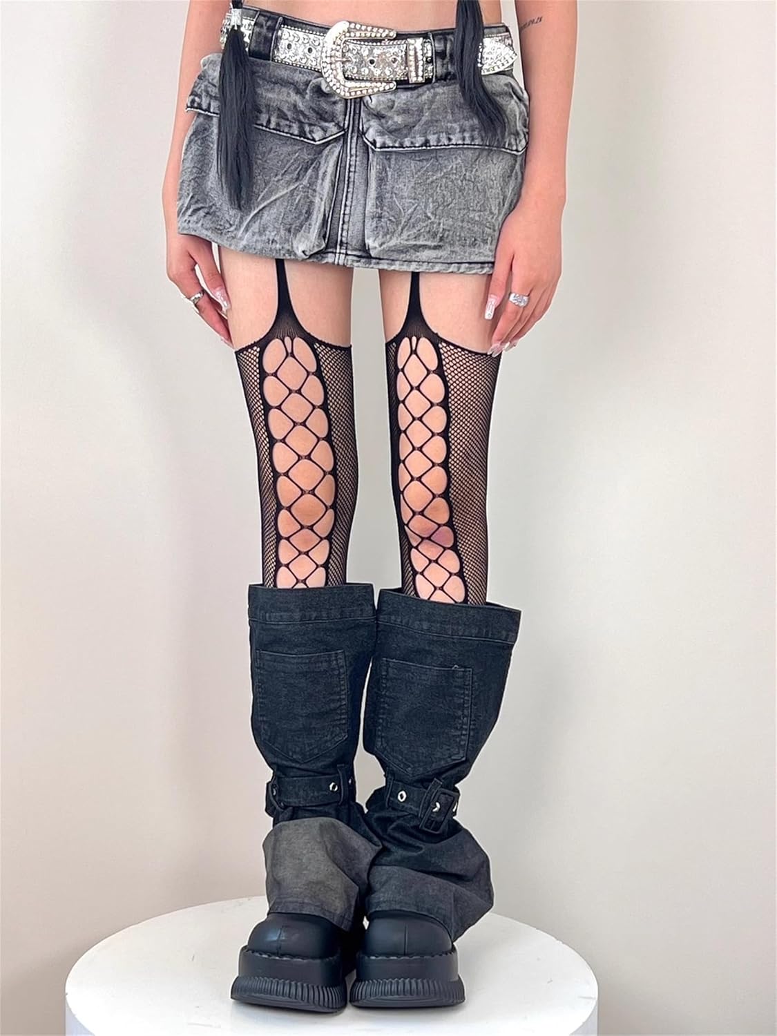Women's Denim Wide Leg Warmer Fashion Stacking Socks Mid Tube Sock Cover