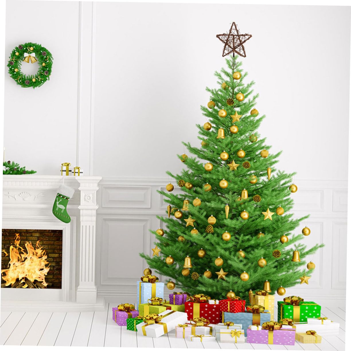 2stücke Weihnachtsbaumspitzen Fünfzackiger Stern Weihnachtsbaumdeko Christbaumschmuck Partydeko-zubehör für Weihnachtsbaumspitze Stern Zufälliger Stil