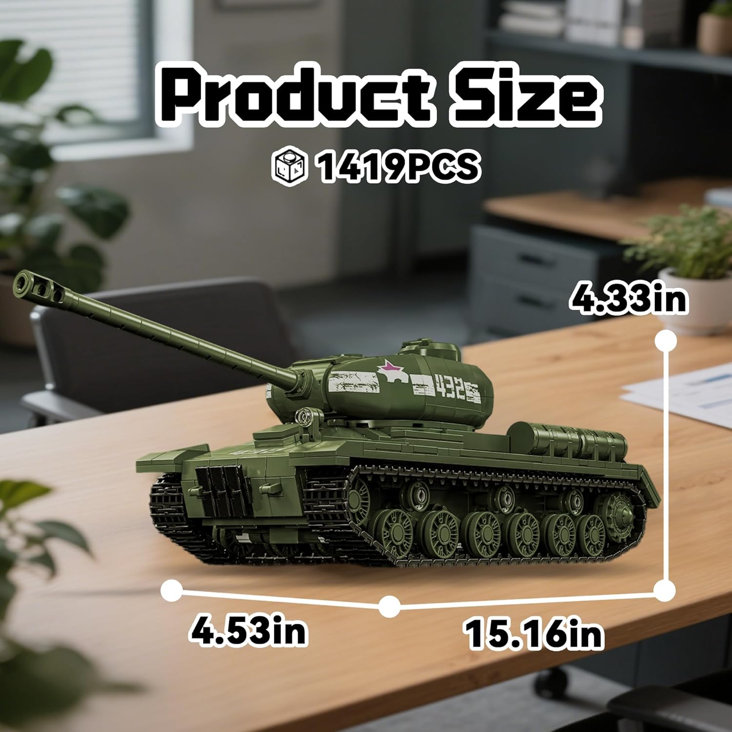 WW2 Tank Building Set is-2 Heavy Army Military Vehicles IS2 Model Collection for Boys & Adults Home Decor