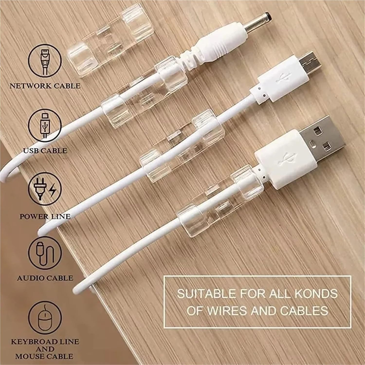 Cable Clips 120/240/360PCS Cable Storage Clips for Management Wire Holder and USB Charging Data Spool Winder with Wall Mount Hooks for Nightstand, Office, Desk(240pcs)
