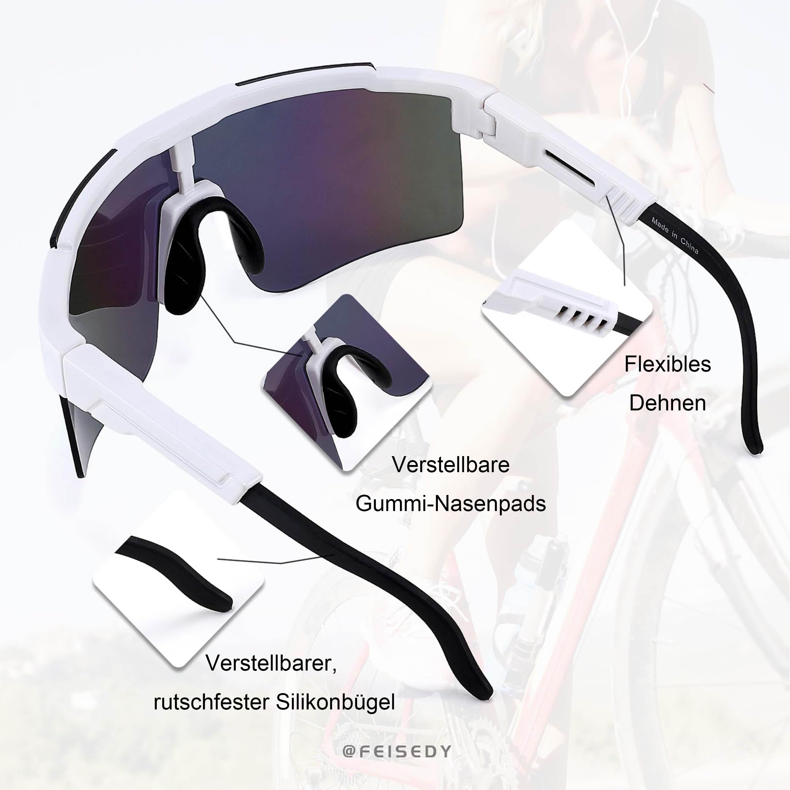 FEISEDY Sport Sonnenbrille Herren Fahrradbrille für Damen Sportbrille UV400 Schutz Radsportbrillen für Outdooraktivitäten B2837