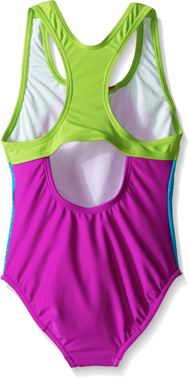 Speedo Girl's Swimsuit One Piece Mesh Splice Thick Strap