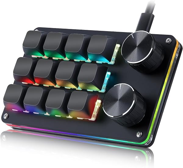 Koolertron Teclado Gaming,12 Teclas Programables Teclado Mecánico Macro de Una Mano,RGB Retroiluminación Mechanical Gaming Keyboard - 1