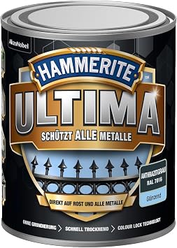 Hammerite Ultima Metal Protection Paint Rust 5379734, 750ml Shiny Anthracite Grey RAL 7016