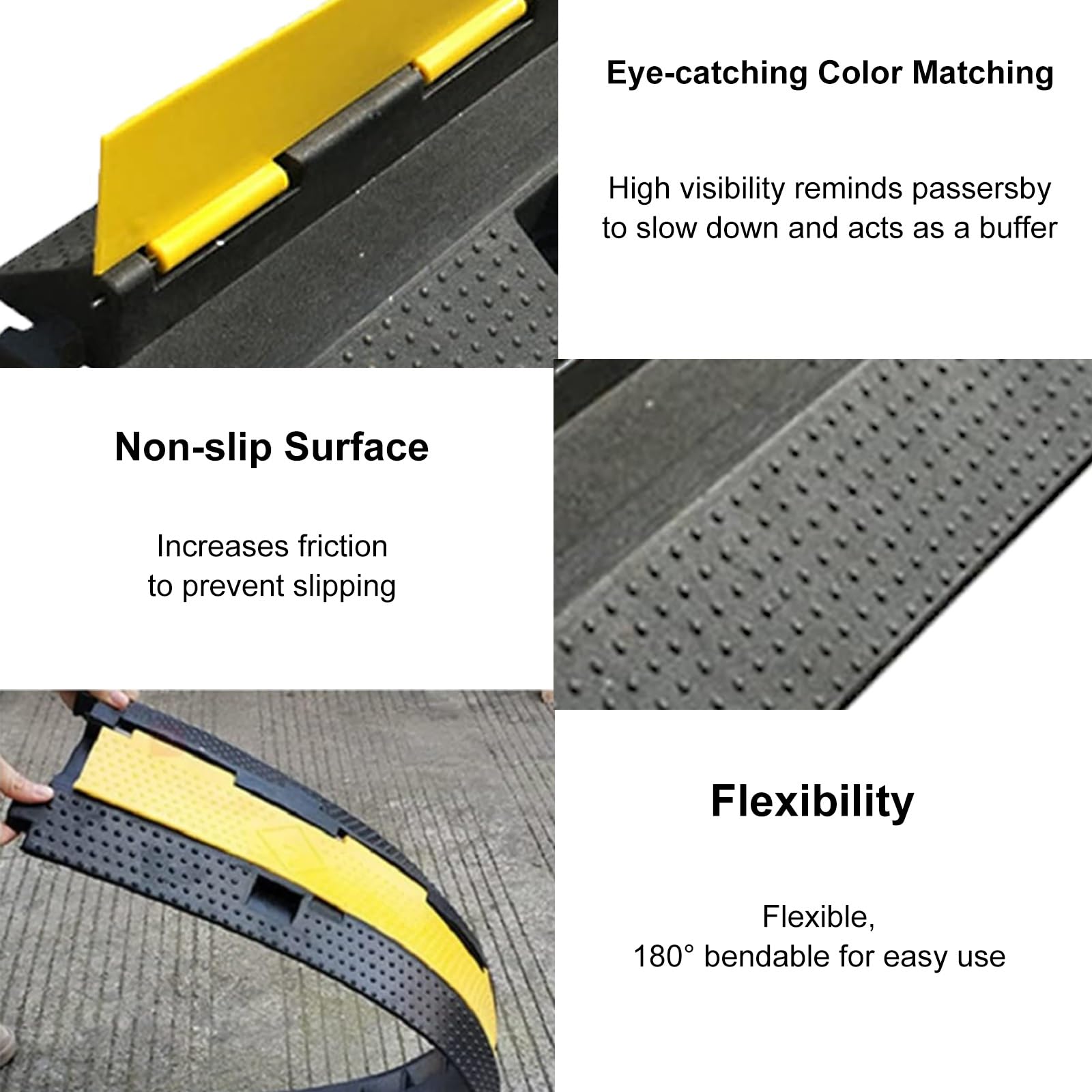 Pasacables Suelo, Protector Cable de 1 Canal de PVC de Caucho y Plástico, Rampa Coche de 100 Cm, Capacidad de 500 Kg para Entrada para Ocultar Cables, Mangueras y Tuberías(1000x260x65mm/39x10x2.6in)