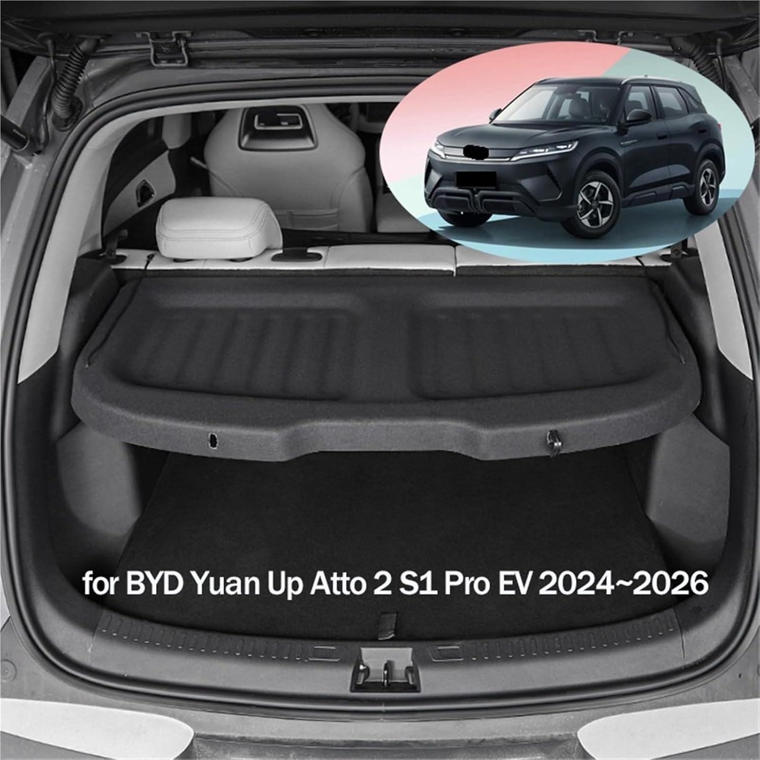 Car Trunk Covers for BYD Yuan Up Atto 2 S1 Pro EV 2024~2026 Flocking Waterproof Luggage Curtain Shelter Privacy Cargo Accessorie