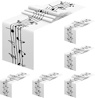 6 Pcs Plastic Musical Notes Piano Table Runner Music Keyboard Waterproof Themed Party Decorations 13 x 108 Inch Table Cloth Runner Entertainment for Wedding Birthday Kitchen (Symbol)