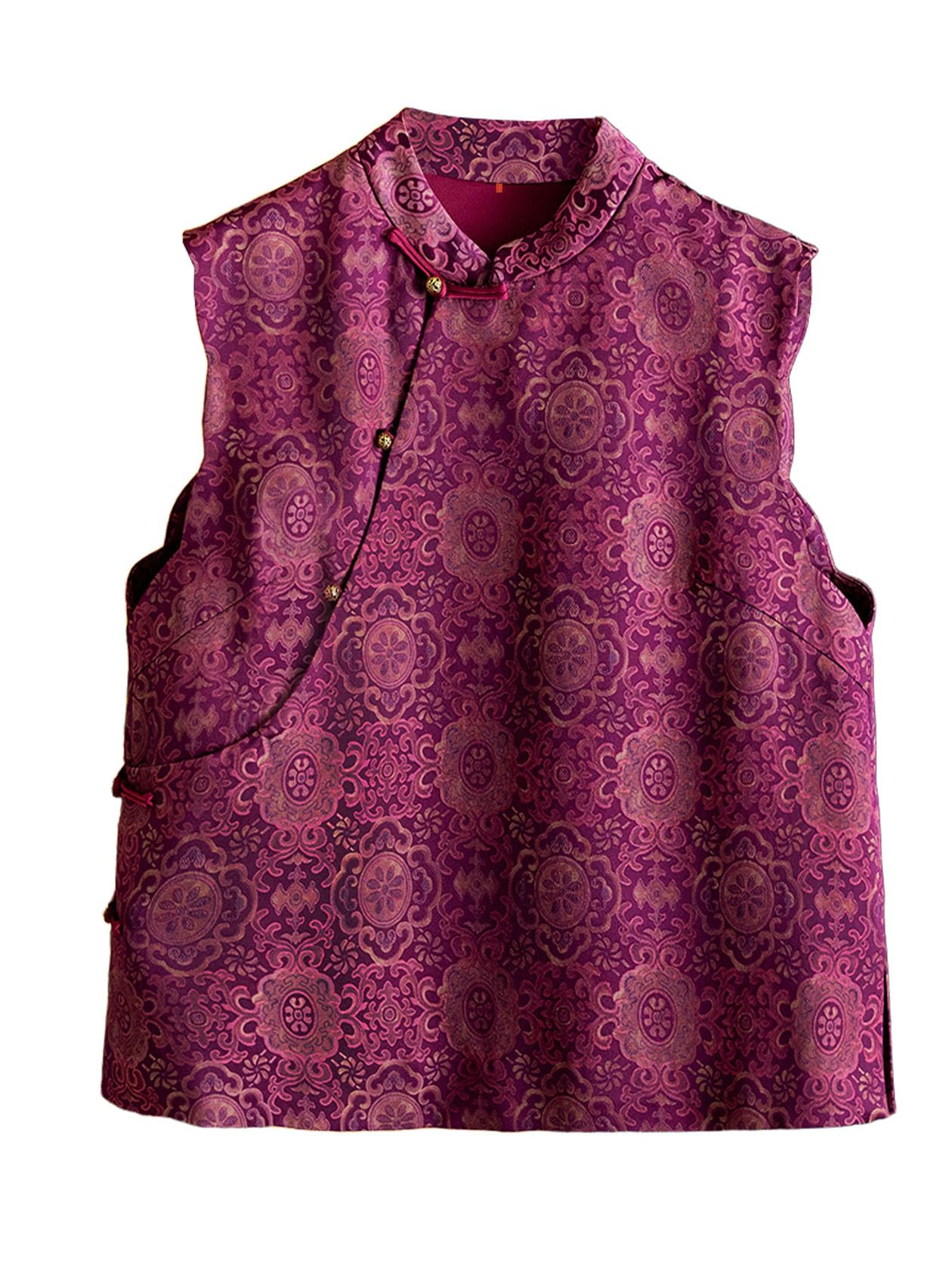 HangErFeng Chaleco de seda estilo chino mujer ropa tradicional brocado 6