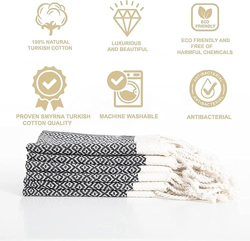 Miniatura 87 de SMYRNA TURKISH COTTON Herringbone Series - Juego de 6 paños de cocina lavables a máquina, ultra suaves, absorbentes, prelavados y de secado rápido