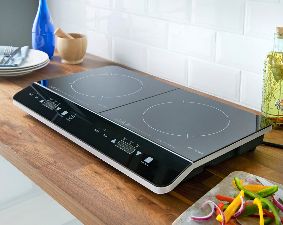 Quest 35840 Digital Double Induction Hob & Hot Plate / 10 Temperature