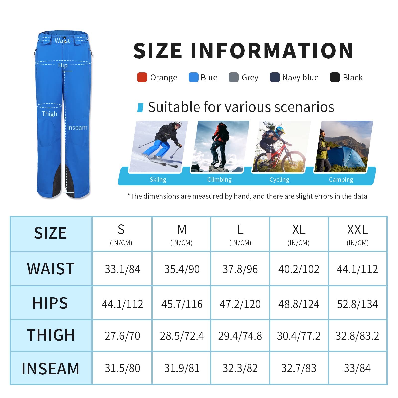 aoli ray Uomo Impermeabili Pantaloni da Sci Pants
