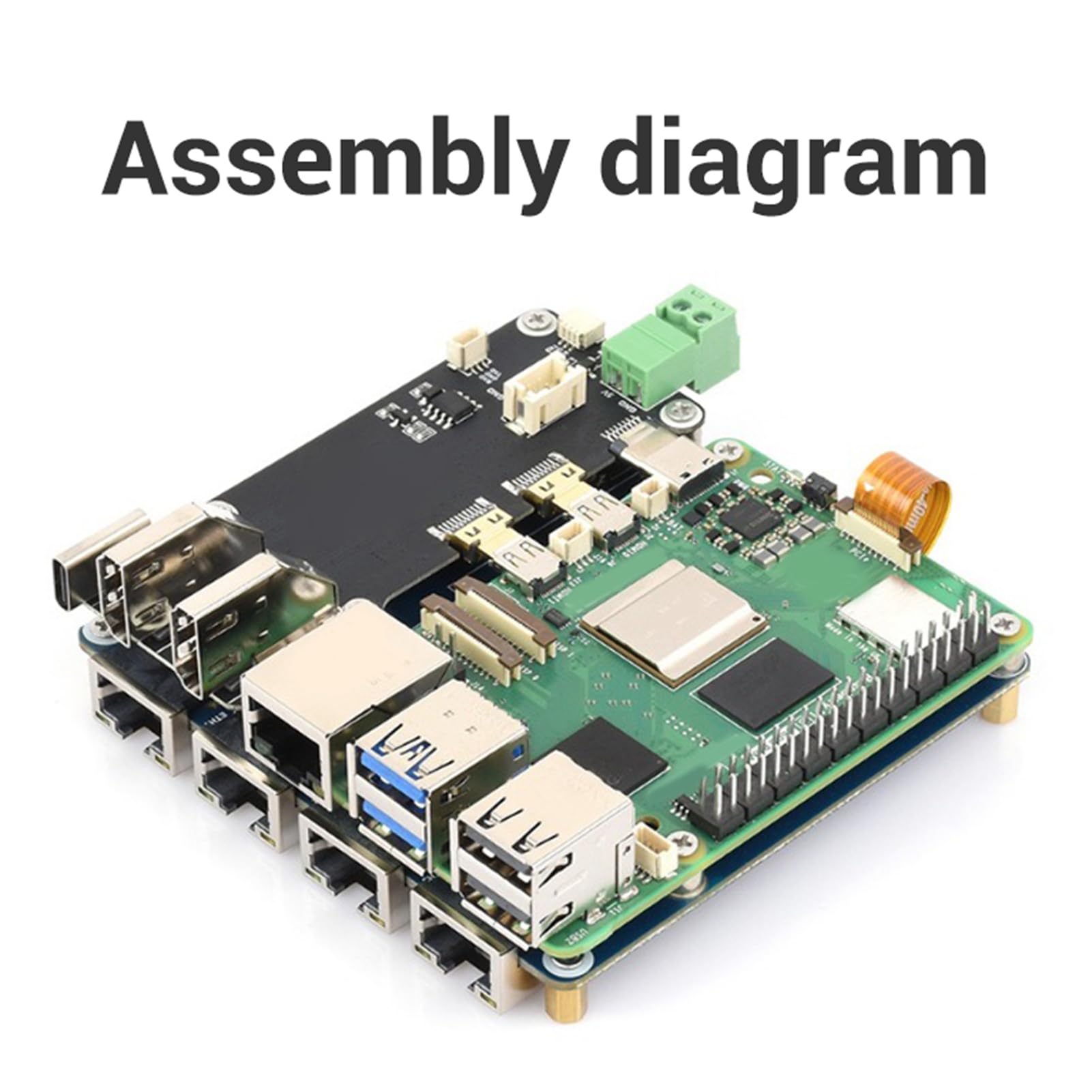 Generic Placa de Expansión PCIe a 4 Canales 2,5G Eth con Transferencia de Datos Estable para Adaptador Ethernet Rasp Pi 5 Listo para Usar