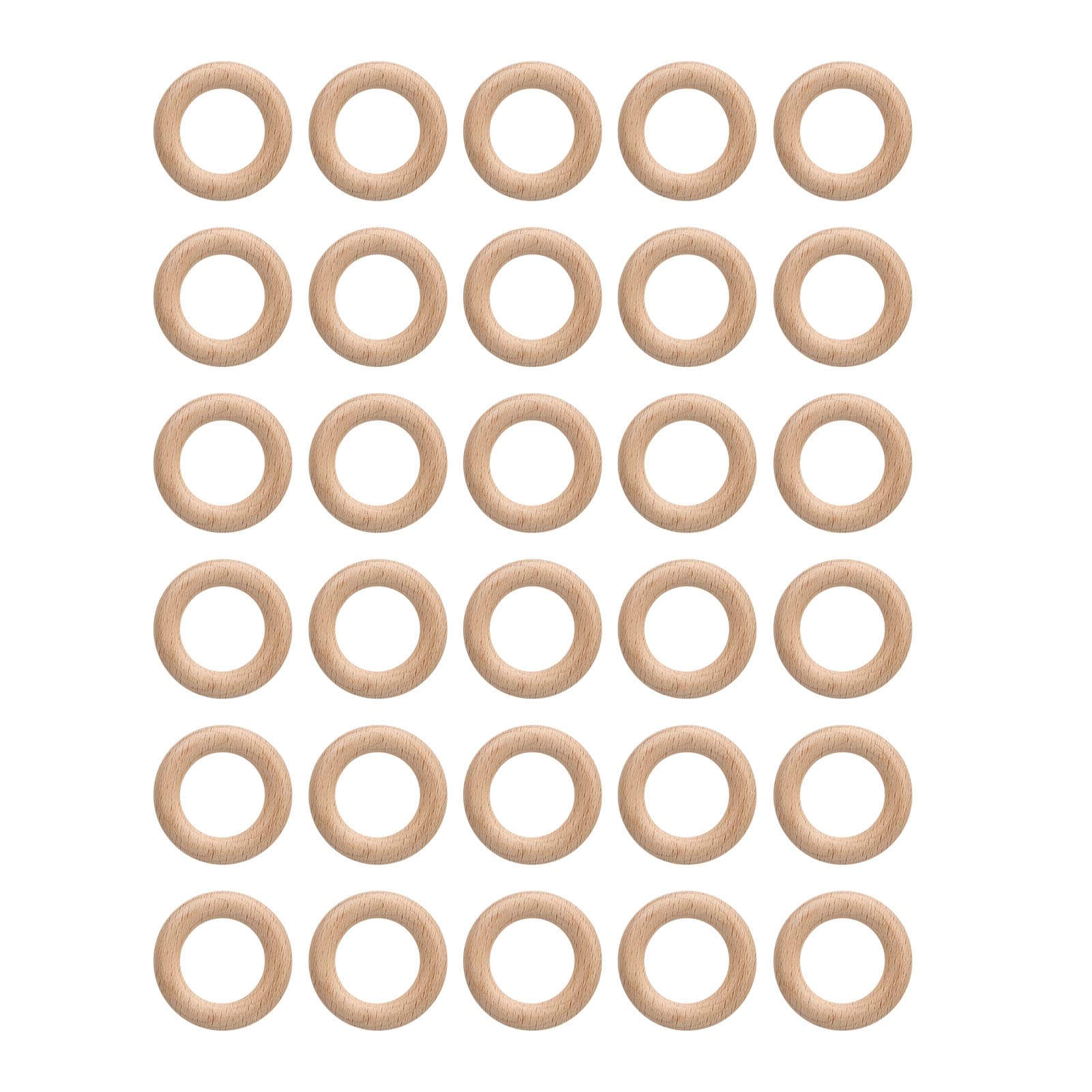 Anelli in legno Confezione da 30 anelli in macramè, robusti e non finiti, in legno di faggio, con finitura liscia, facile da colorare, ideali per decorazioni fai da te, progetti (4 cm)