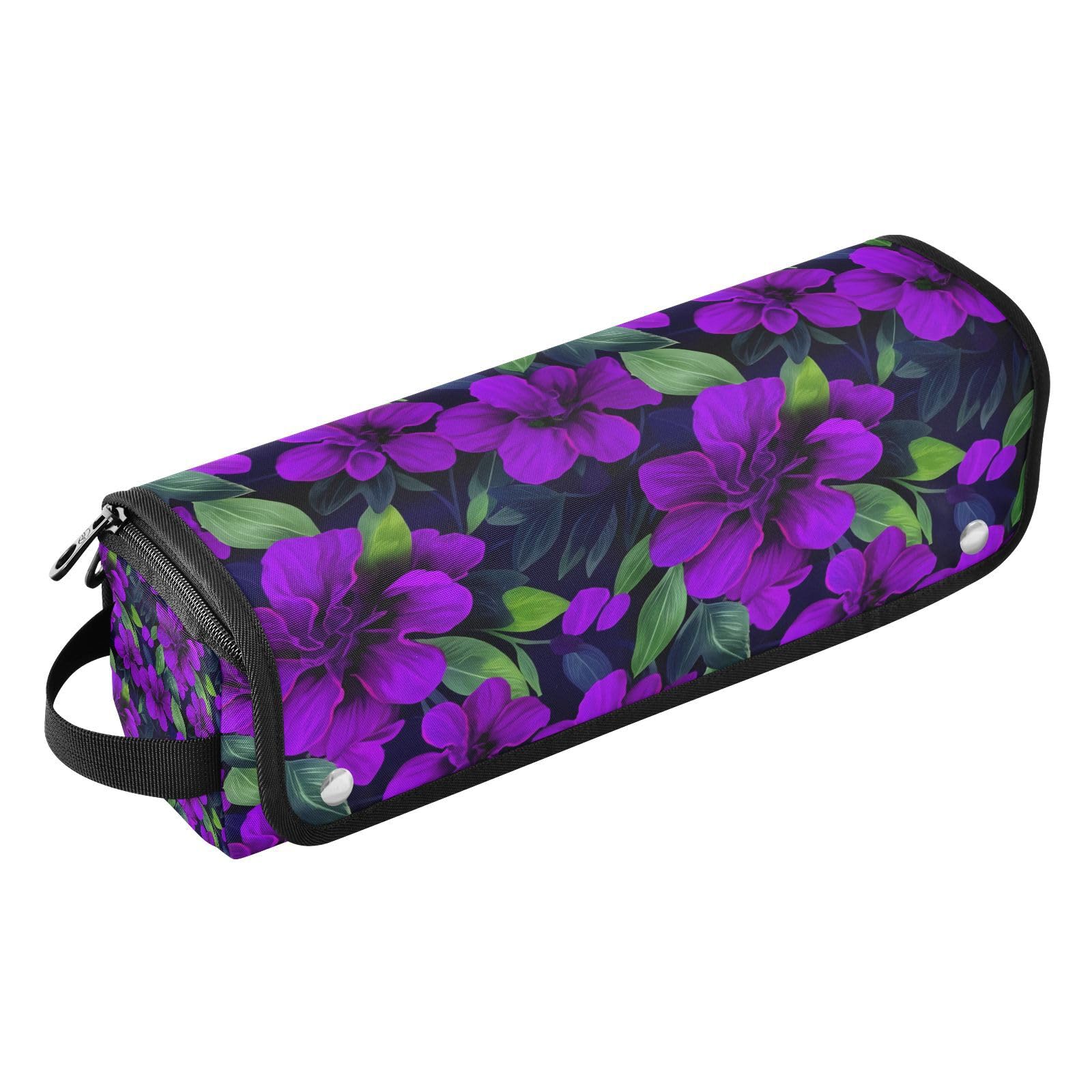Vibrant Flowers Hair Tools Travel Bag Portable Hair Accessory Organizer with Heat Resistant Mat 2 in 1 Curling
