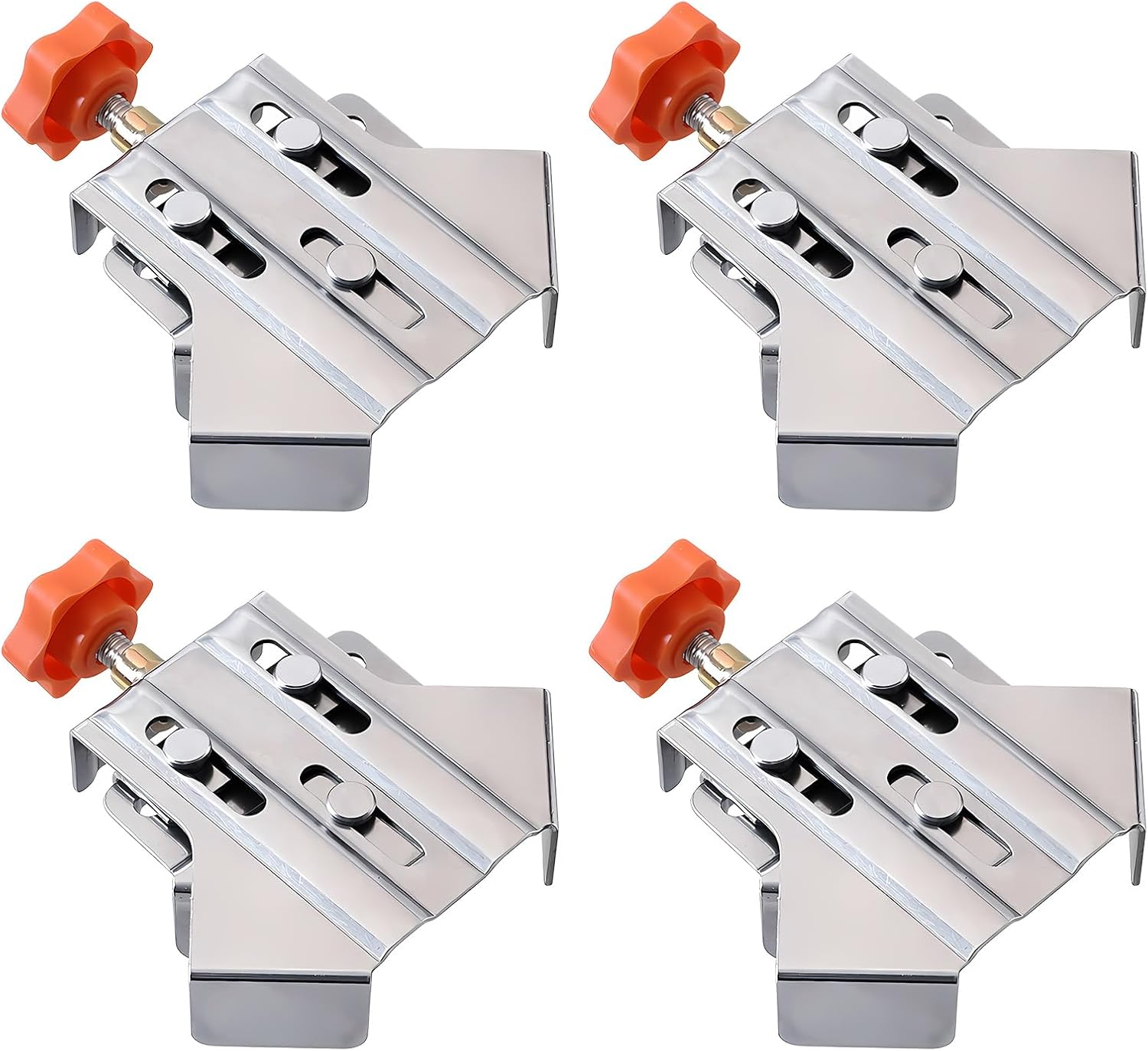 Owfeel 4pcs Stainless Steel Right Corner Clamp,90 Degree Right Angle Clamp for Woodworking,Right Angle Clip Fixer,Single Handle Clamps for Woodworking, Photo Framing (Open)