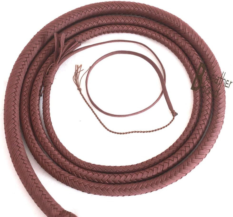 Indiana Jones Style 8, 10, 12 Feet Long 12 Strands Brown Bullwhip para Cord Nylon Bull Whip (10) : Sports & Outdoors