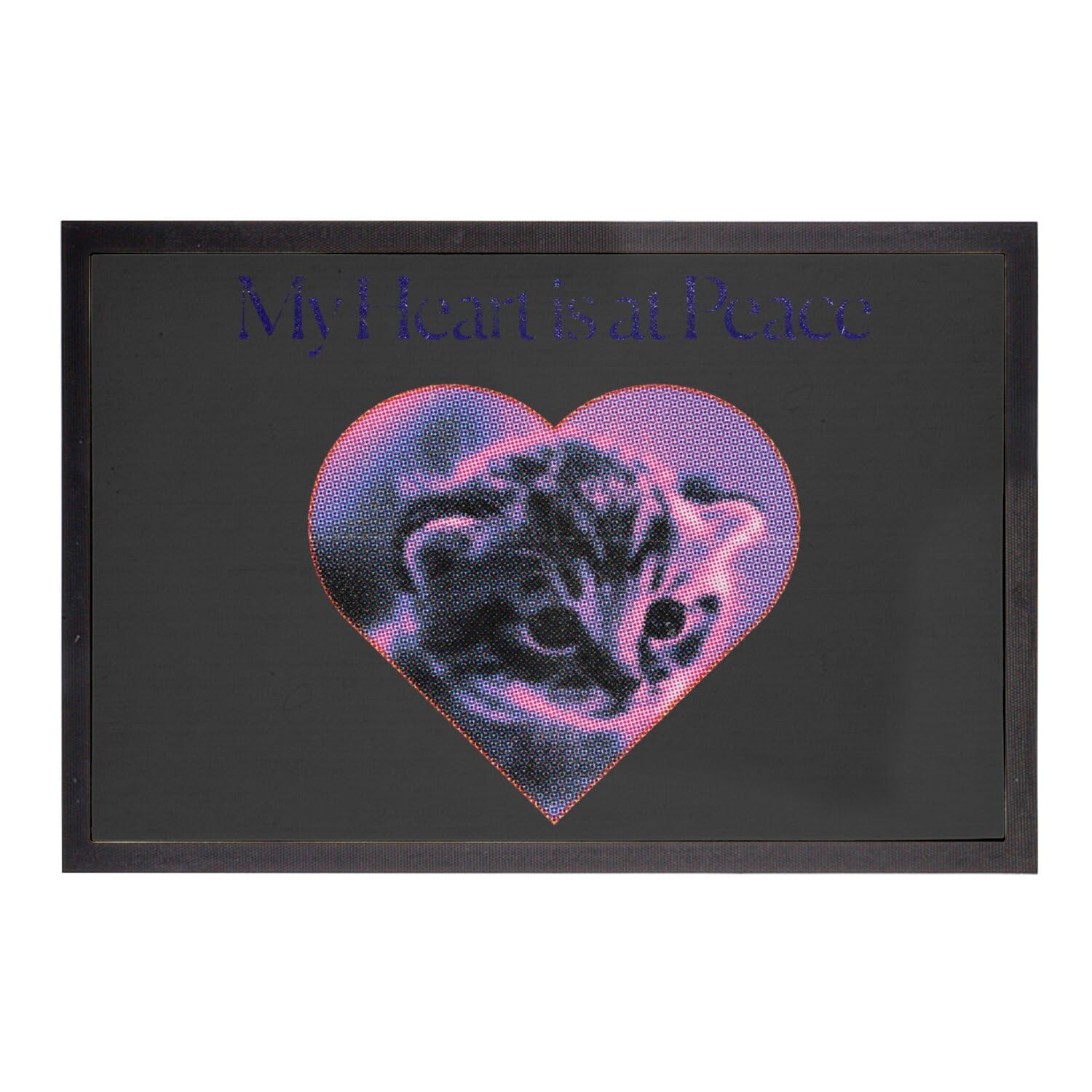 Paillasson noir grand format 75x50cm illustration chaton vintage haute netteté