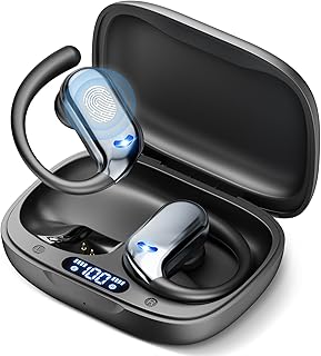 ELECGO Sport Wireless Earbuds, Bluetooth 5.4 Headphones with ENC and AI Noise Cancellation, Playback Hi-Fi Audio &amp; Dual LED Display, Sport Bluetooth Eerphones with Earhooks for Workout, Running product image