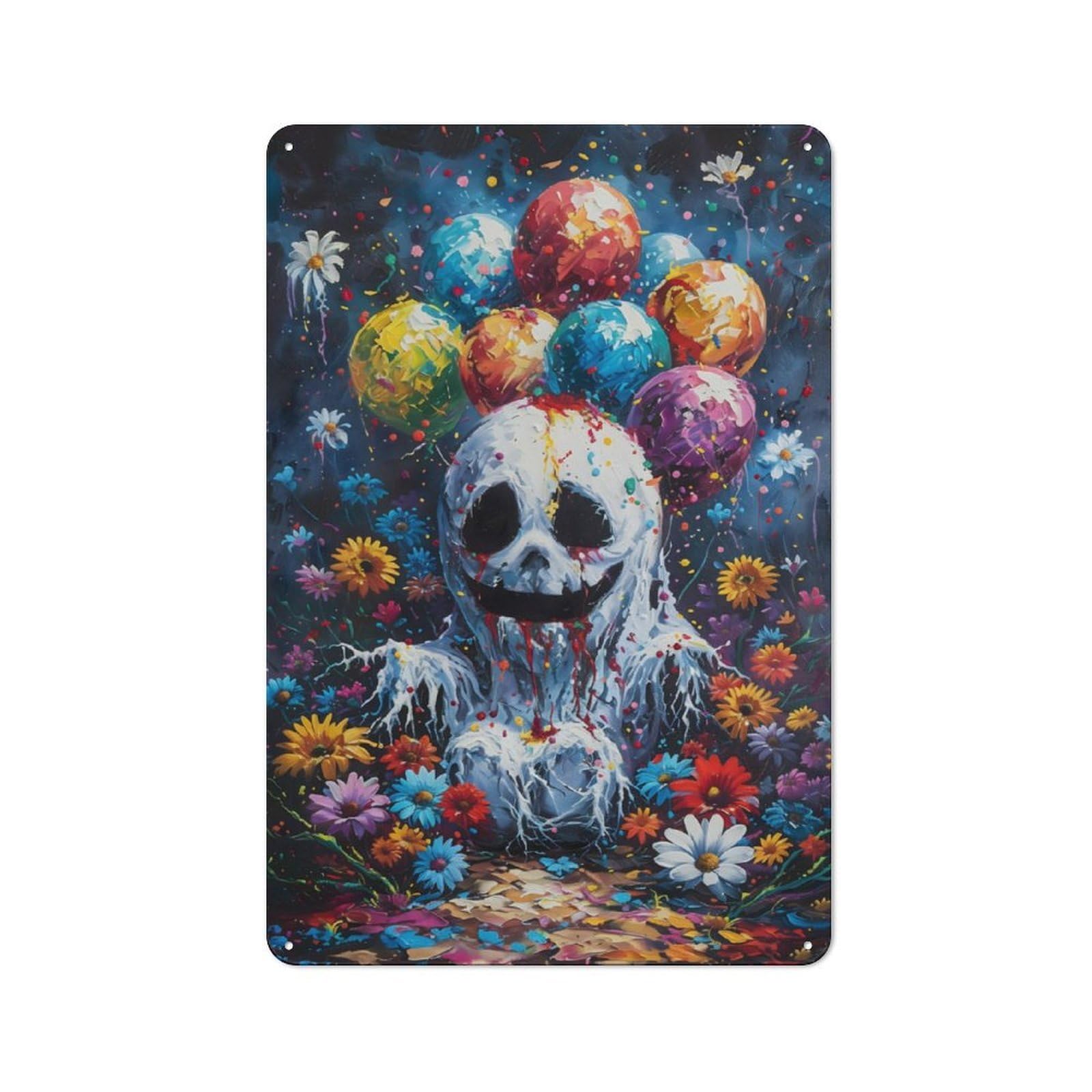 Junmoney Ghost With Balloons Tin Wall Plaque 30X20cm With For Man Cave Or Games Room, A Housewarming Gift For Leisure-Room Decor Enthusiasts