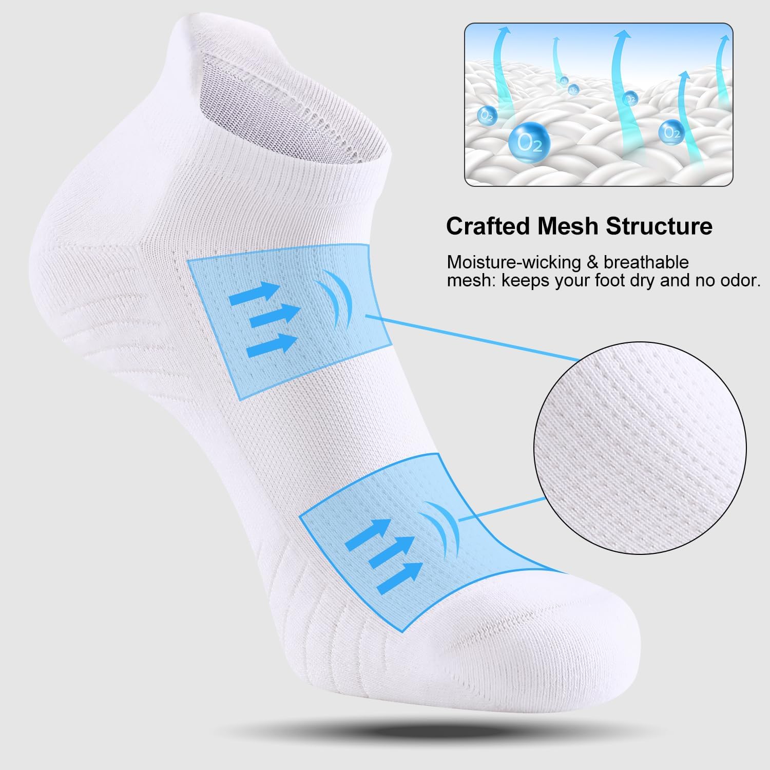 FITRELL 6 Pack Men's Athletic Running Ankle Socks Low Cut Cushioned Wicking Anti-Blister Breathable Sport Socks - Image 5