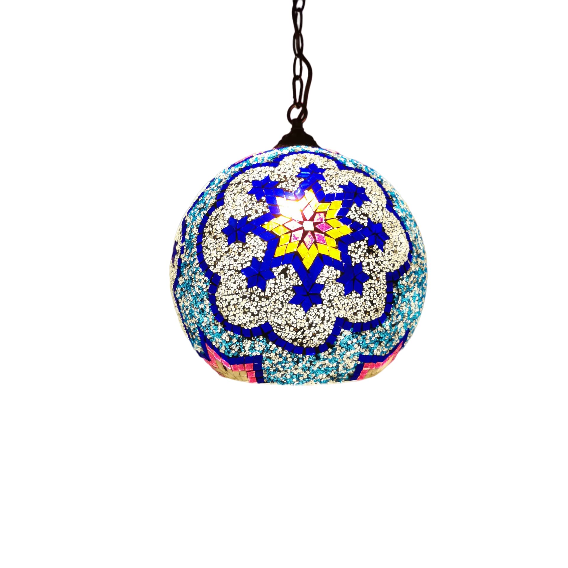 HPTHLY Turkish Moroccan Mosaic Plug In Swag Pendant Lamp Light Fixture Plugged Tiffany Chandelier For Hallway Aisle Porch Stairway Closet,8 Comfortable Anniversary (3-A)