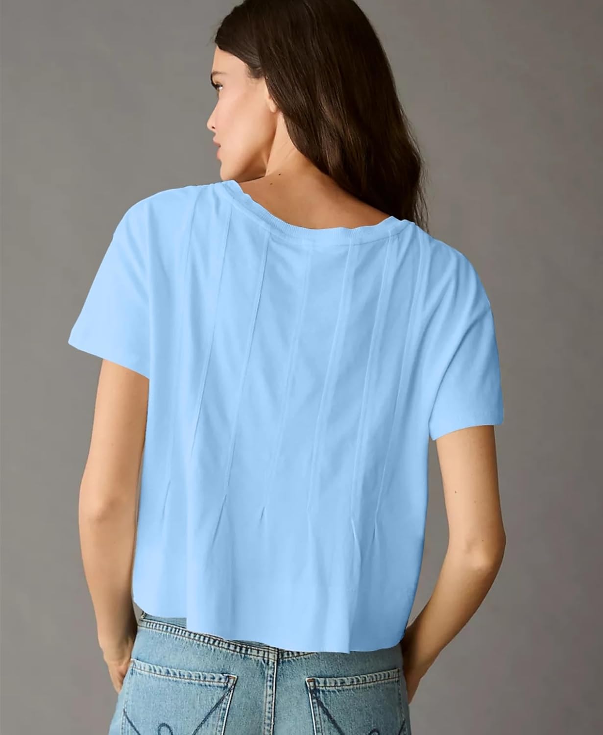 OPCAKM Womens Summer Pleated Swing Tee Casual Babydoll Peplum Tunic Shirts Tops - Image 6