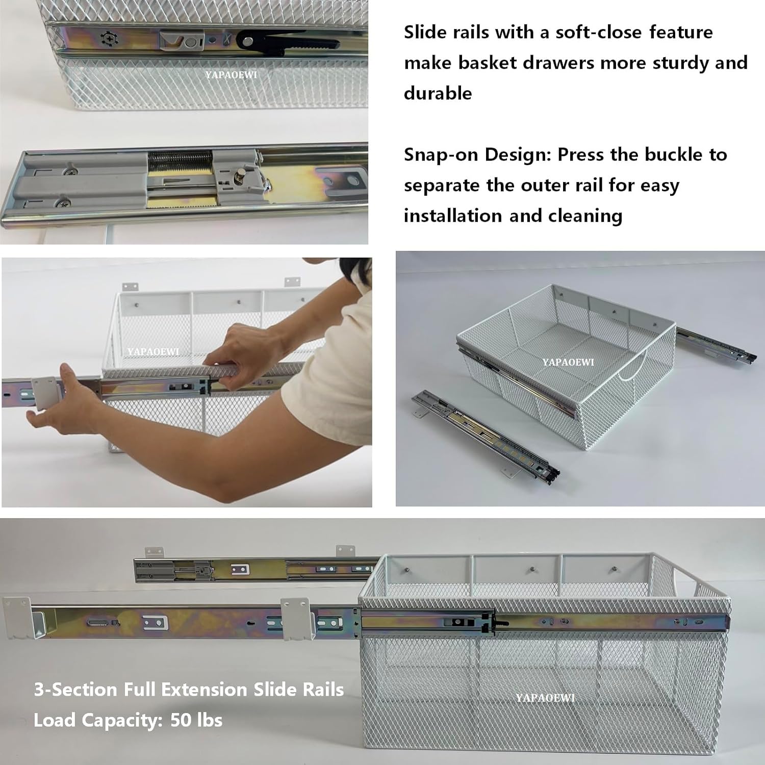 Pull Out Closet Drawer for Clothes | Sliding Wire Basket for Wardrobe Cabinets | Roll Out Storage Organizer | Side Mounting | for Home, Kitchen,Pantry