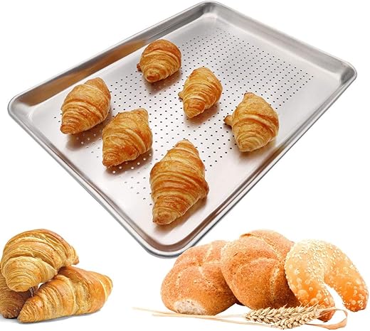 Aluminum Perforated Half Sheet Pan For Baking Half Size Bakery Sheet Tray Sub Roll Stores Metal Cookware Medium Bakeware 13x18 inches