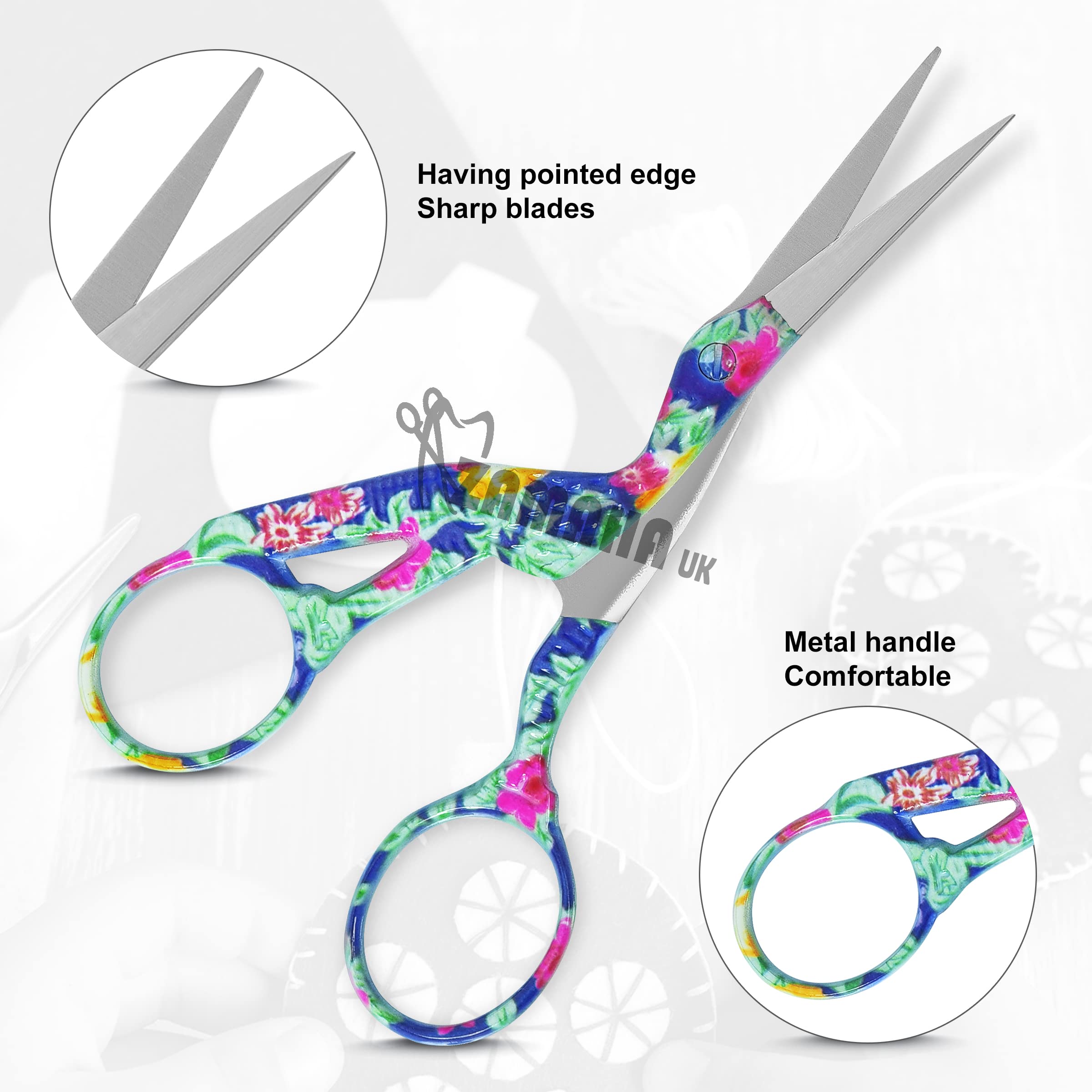 Stainless Steel Embroidery Scissors - Eiffel Tower Design Craft Shears Multiple Colors
