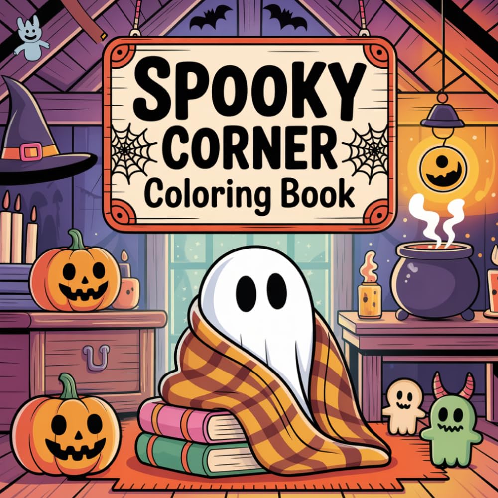 Spooky Corner Coloring Book: 50 Unique Creepy and Cozy Designs for Teens and Young Adults Stress Relief