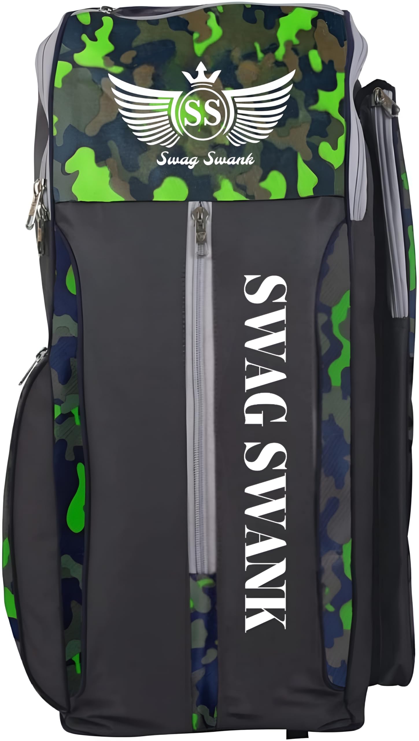 SWAGSWANK Nylon Cricket Kit Bag with Special Bat Holder On The Side, Duffle Kit Bag, Backpack, Full Size with Shoulder Straps and Handle for Player 10mm Padded (Green)-picture-28